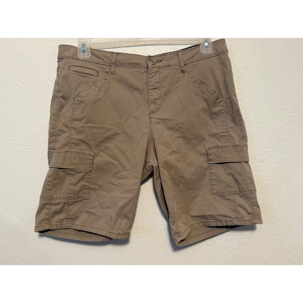 Lee Natural Fit Khaki Cargo Shorts Womens 12 Medium Tan Cotton Stretch Utility